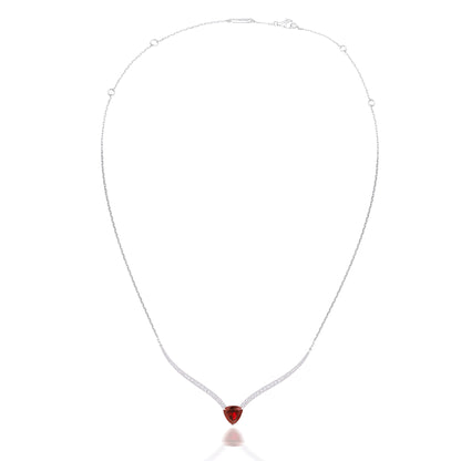Hissa Trilliant Garnet & Diamond V-Bar Necklace
