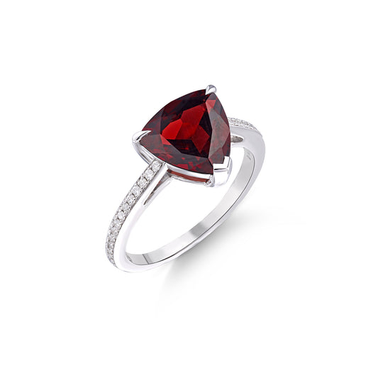 Hissa Trilliant Garnet & Diamond Ring