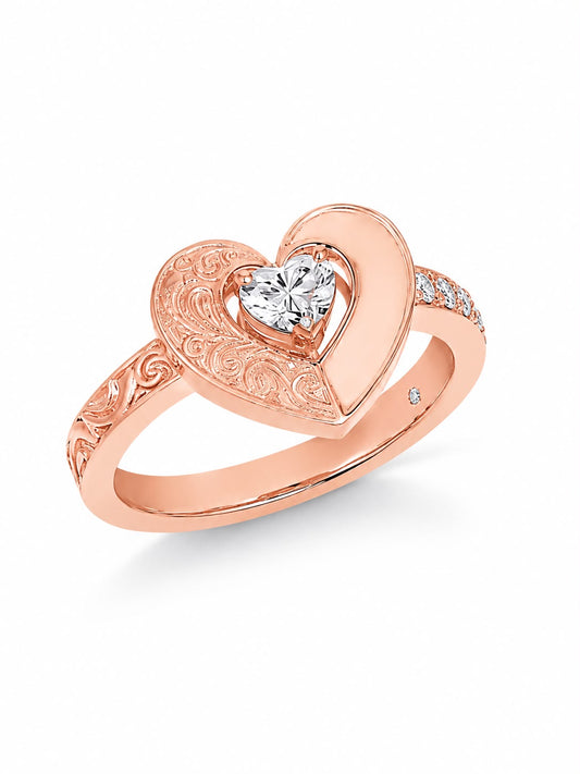 Signature Heart-Cut Diamond Engraved Ring