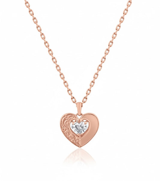 Signature Heart-Cut Diamond Engraved Pendant