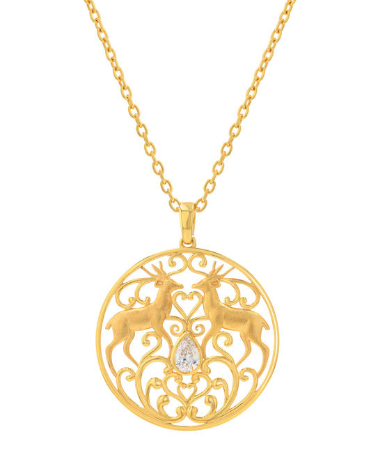 Sylvan Enchanted Stag & Diamond Medallion Pendant