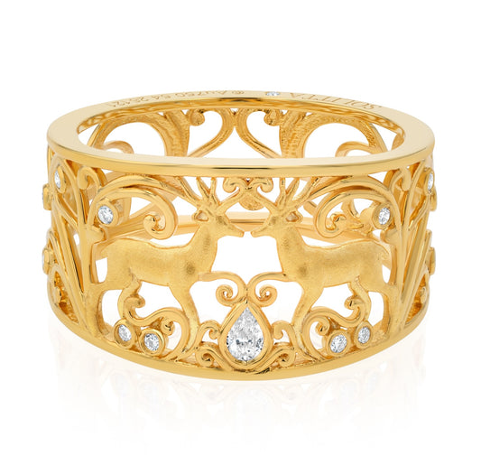 Sylvan Enchanted Stag Diamond Band Ring