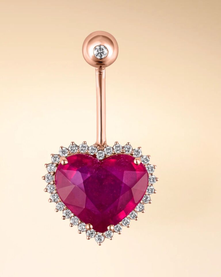 Piercing Red Color Navel Piercing – Red Heart – Solitta